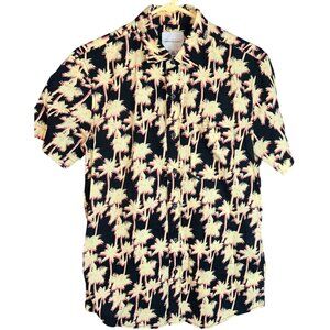 American Eagle Mens Short Sleeve Button Up Shirt Size S Beach Palm Tree Print